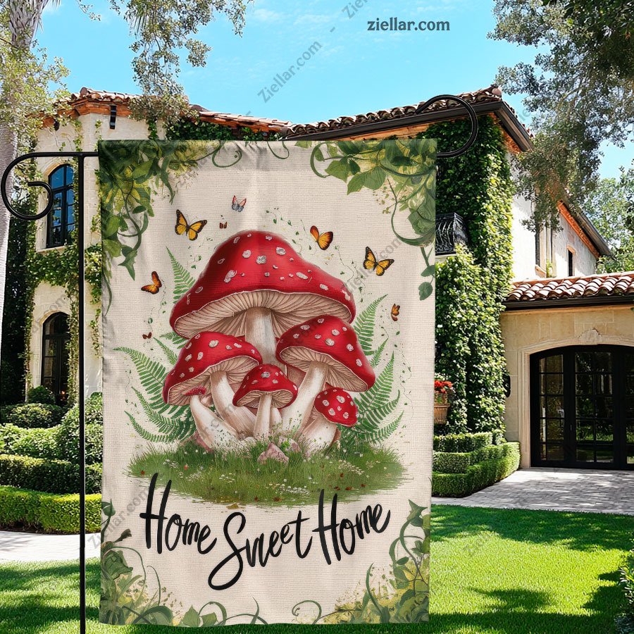 Spring Mushroom Garden Flag 12x18 Inch Double Sided Welcome Yard Outdoor Decor