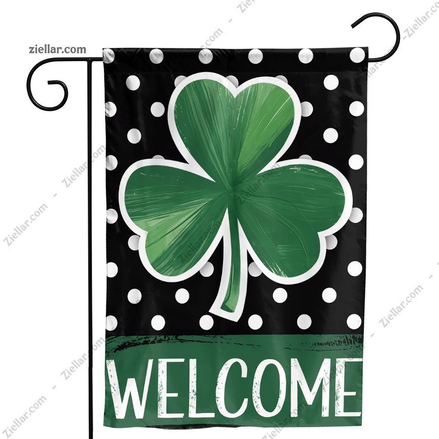 St. Patrick’s Day Shamrock Garden Flag 12x18_ Double Sided Green Clover Decor