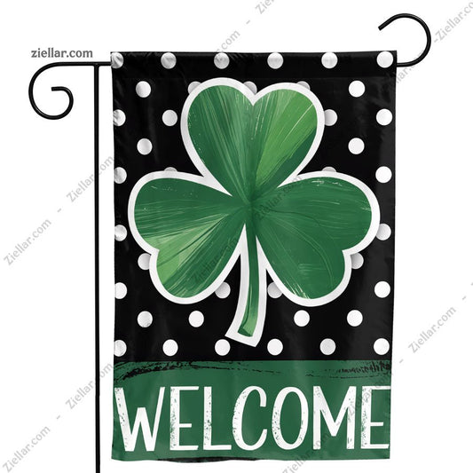 St. Patrick’s Day Shamrock Garden Flag 12x18_ Double Sided Green Clover Decor