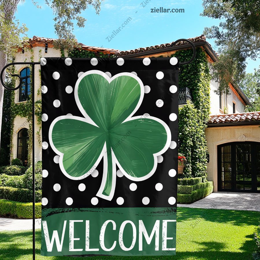 St. Patrick’s Day Shamrock Garden Flag 12x18_ Double Sided Green Clover Decor
