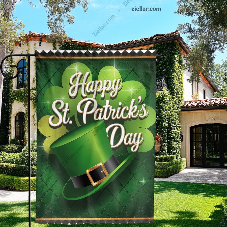 St. Patrick's Day Garden Flag Double Sided, Buffalo Plaid Clover Yard Decor