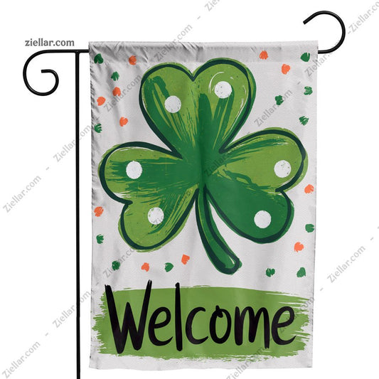 St Patricks Day Garden Flag 12x18 Inch, Double Sided Shamrock Yard Decor