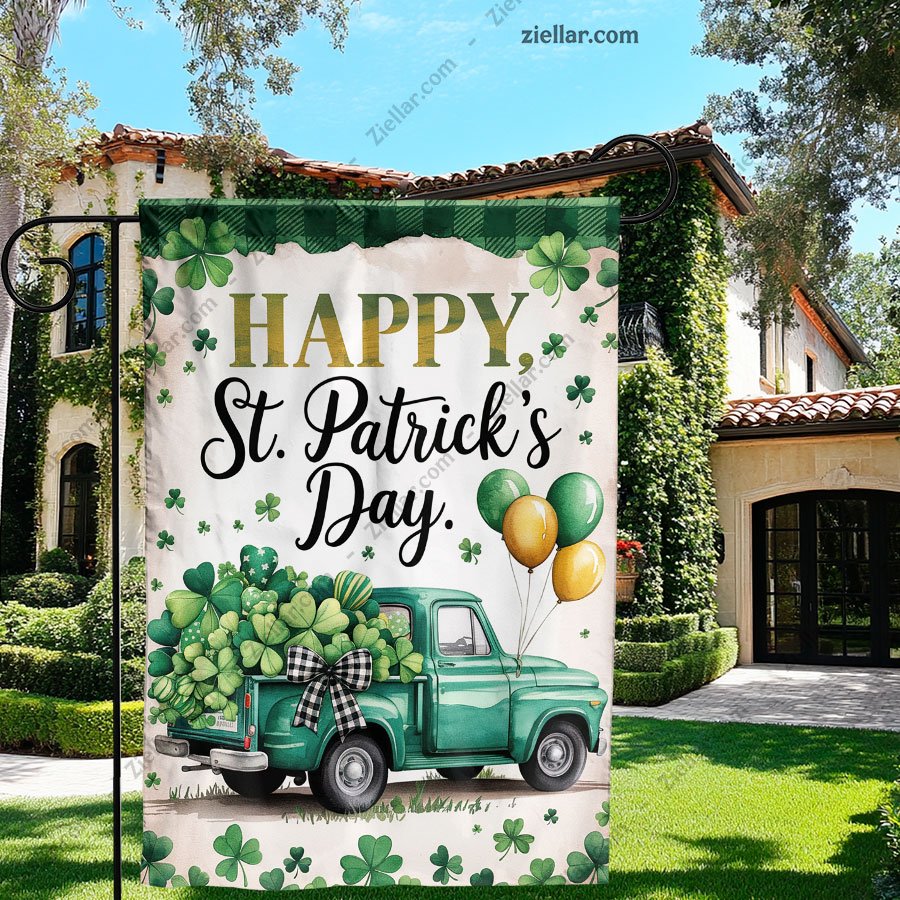 St Patricks Day Garden Flag 12x18 Inch Double Sided Blessed Shamrocks Outdoor