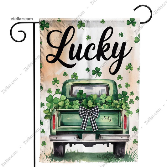 St Patricks Day Garden Flag 12x18 Inch Double Sided Truck Shamrock Yard Decor