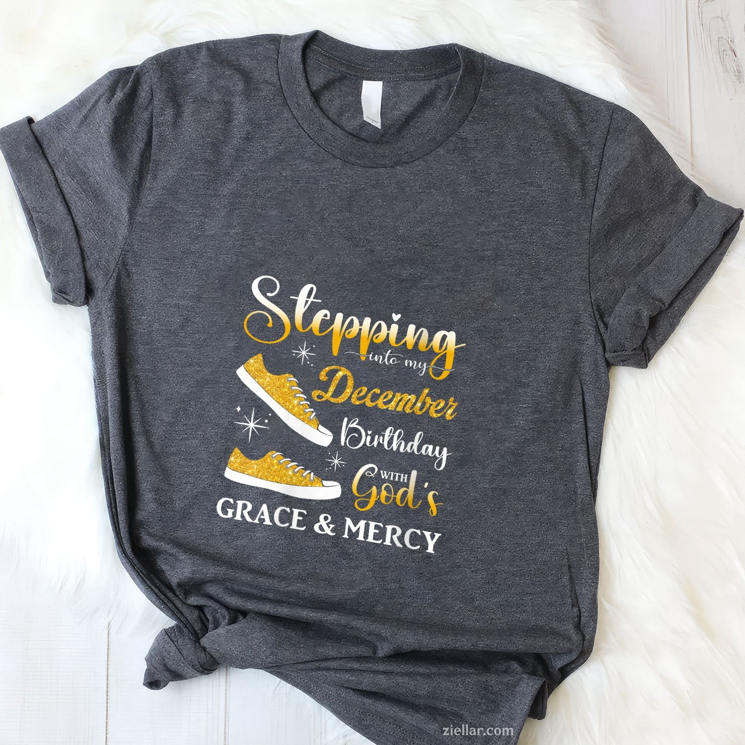 Stepping Into My December Birthday Tee and T-Shirt, Funny Women Girls Gift T-Shirt for Adults