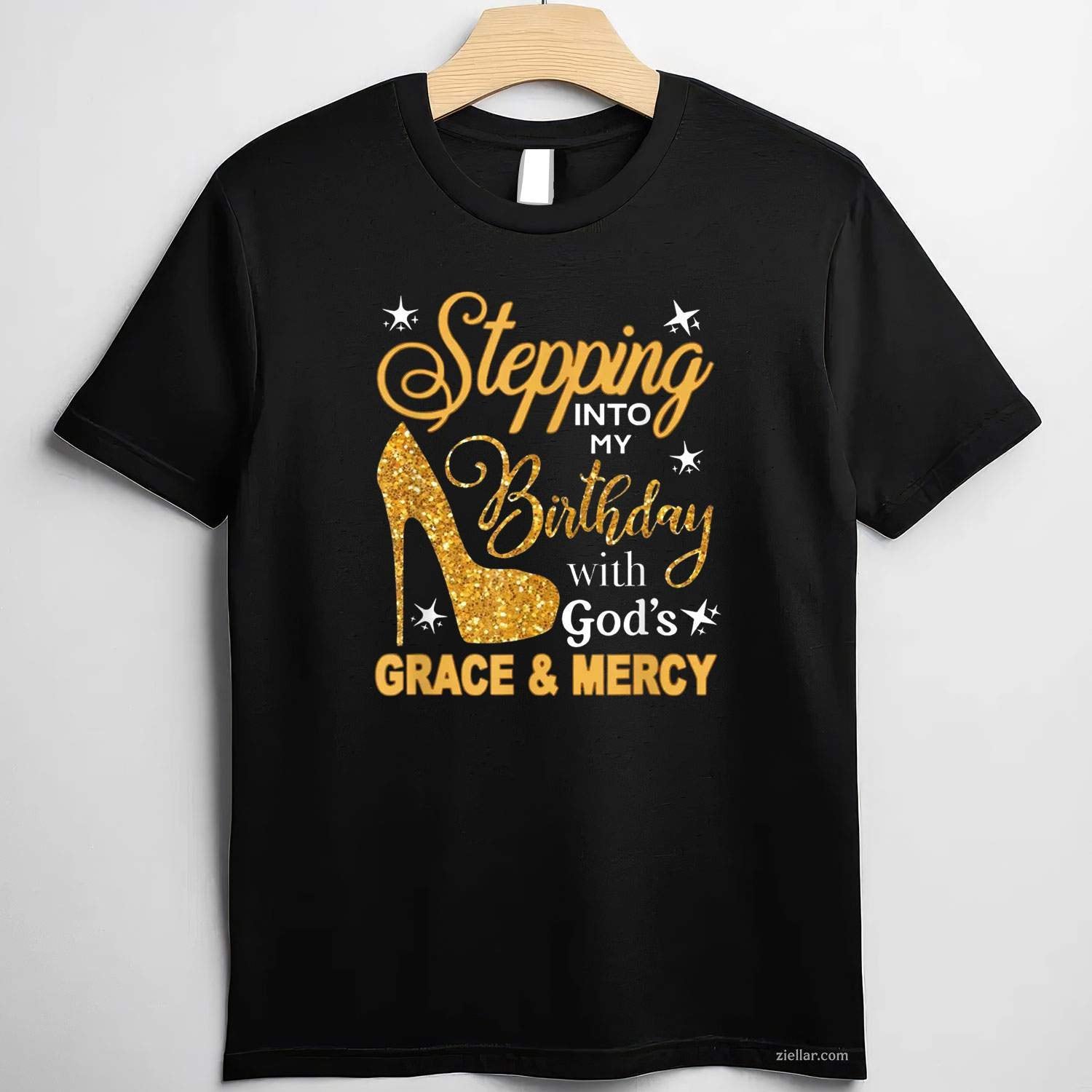 Stepping Into My Birthday with God's Grace and Mercy Blessed T-Shirt Tee for Men Women Adults Unisex