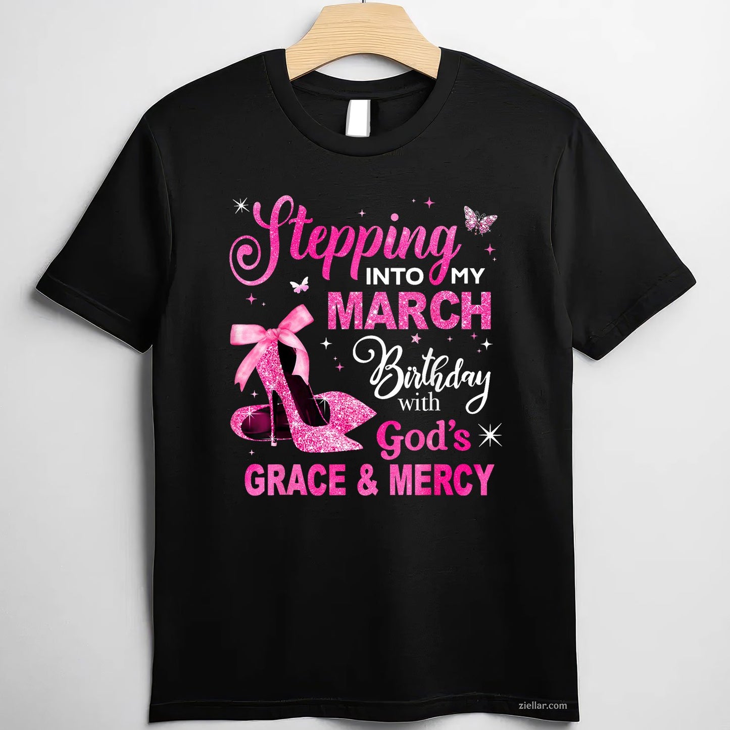 Stepping Into My March Birthday Tee and T-Shirt, Queen Girl Gift T-Shirt for Women Adults