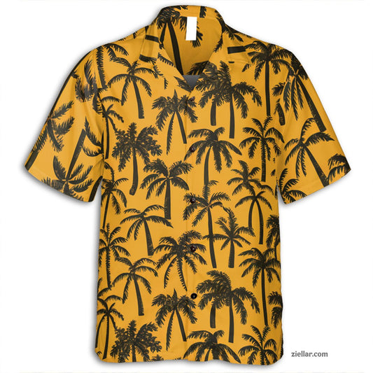 Stylish Black Palm Hawaiian Shirt Tee, Beach Vacation Shirt for Unisex