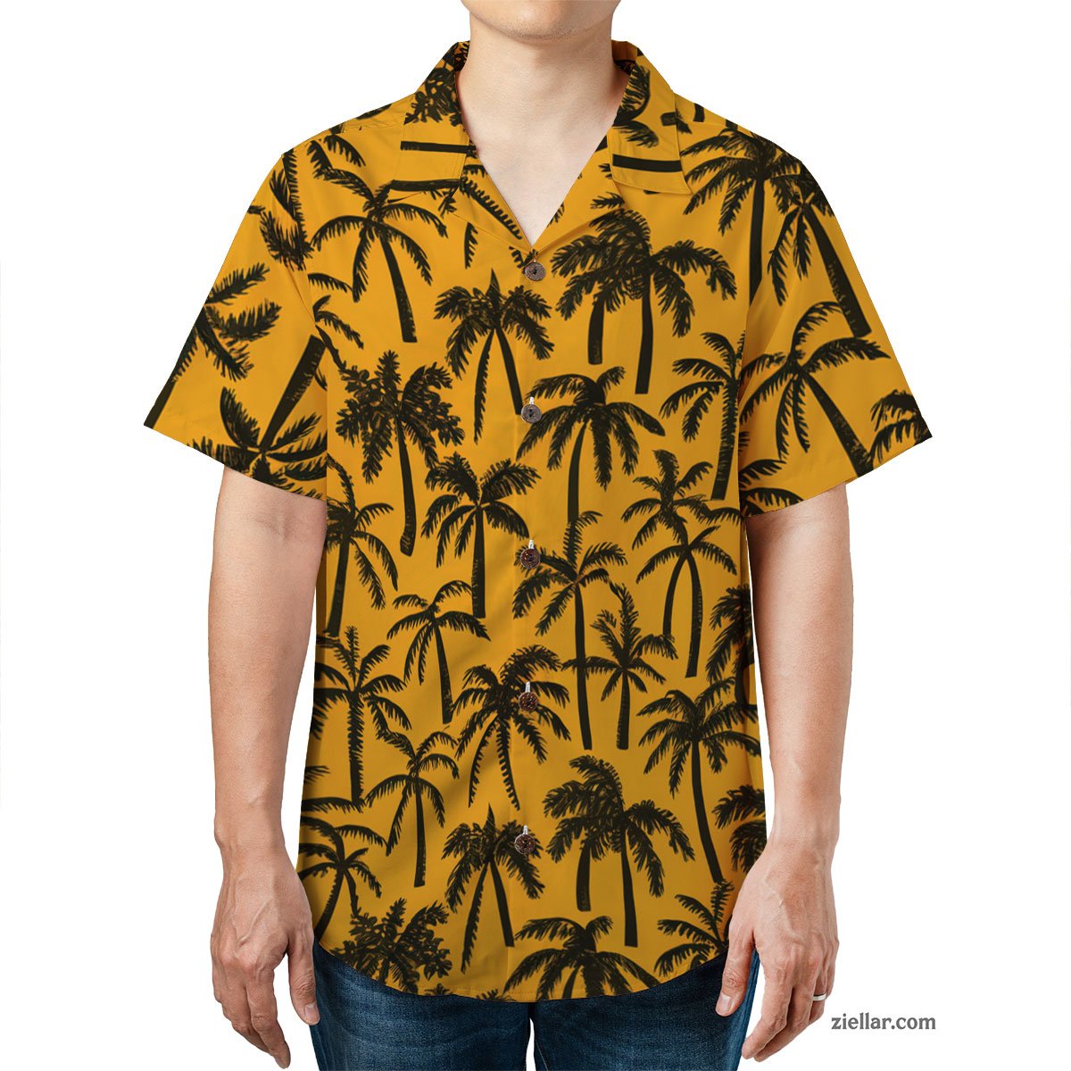 Stylish Black Palm Hawaiian Shirt Tee, Beach Vacation Shirt for Unisex