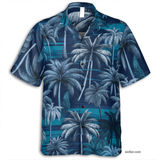 Stylish Palm Tree Hawaiian Shirt and Tee, Summer Beachwear Adults