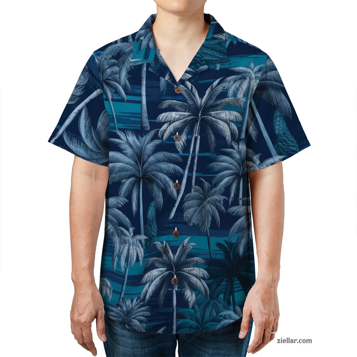 Stylish Palm Tree Hawaiian Shirt and Tee, Summer Beachwear Adults