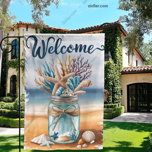 Summer Beach Garden Flag 12x18 Inch Double Sided Starfish Coastal Yard Decor