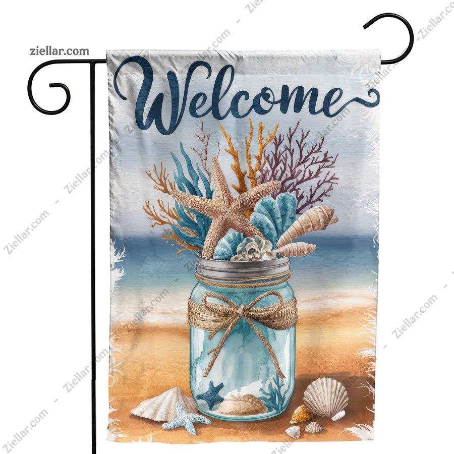 Summer Beach Garden Flag 12x18 Inch Double Sided Starfish Coastal Yard Decor