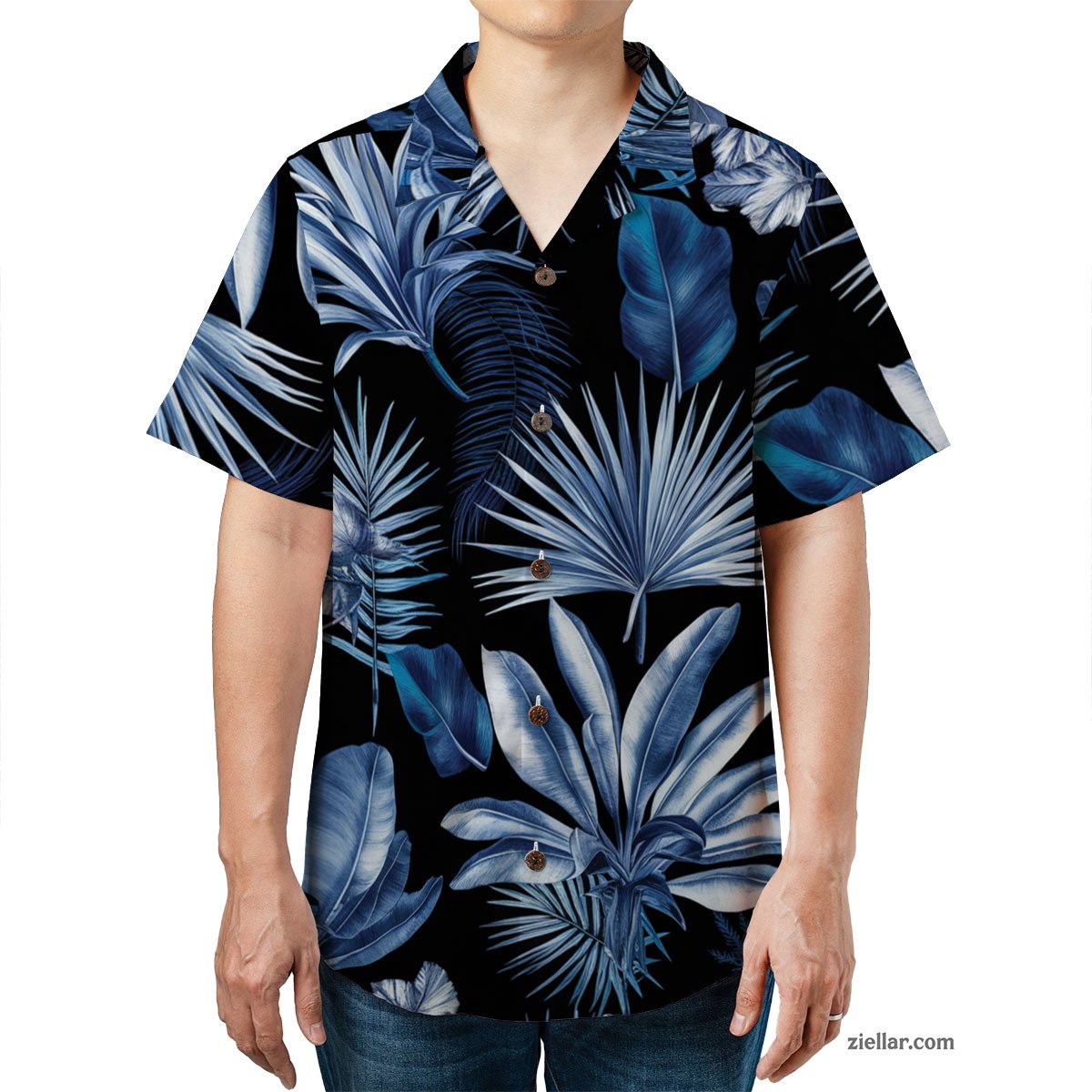 Summer Blue Tropical Hawaiian Shirt and Tee, Casual Gift for Men and Women