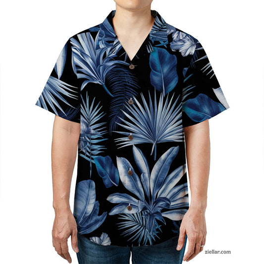 Summer Blue Tropical Hawaiian Shirt and Tee, Casual Gift for Men and Women