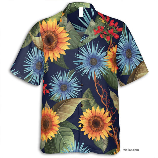 Sunflower Wildflower Hawaiian Shirt Tee, Colorful Aloha Vacation Outfit