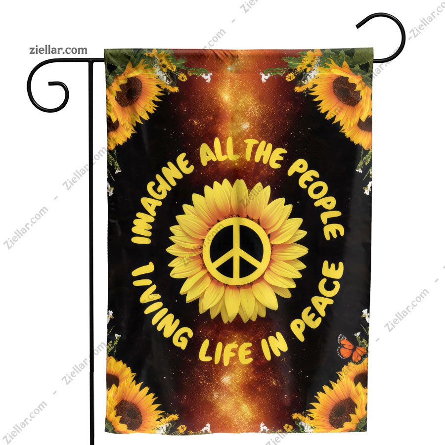 Sunflower and Butterfly Garden Flag Cosmic Peace Art Outdoor Yard Home Decor