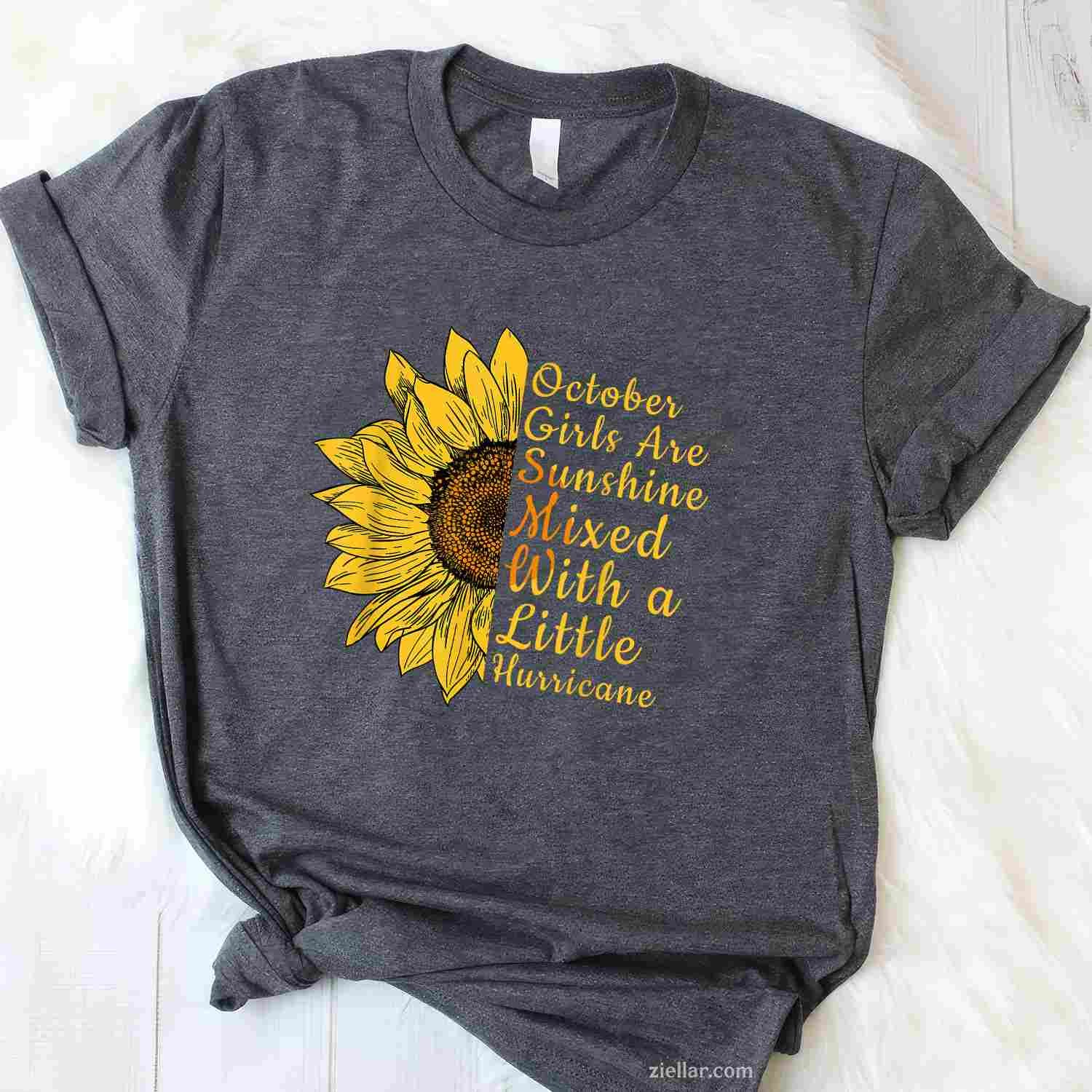 Sunflower Born In October Birthday Gift For Women Tee, Birthday T-Shirt for Men Women Adults Unisex, Bold Statement Graphic, Party Outfit Favorite