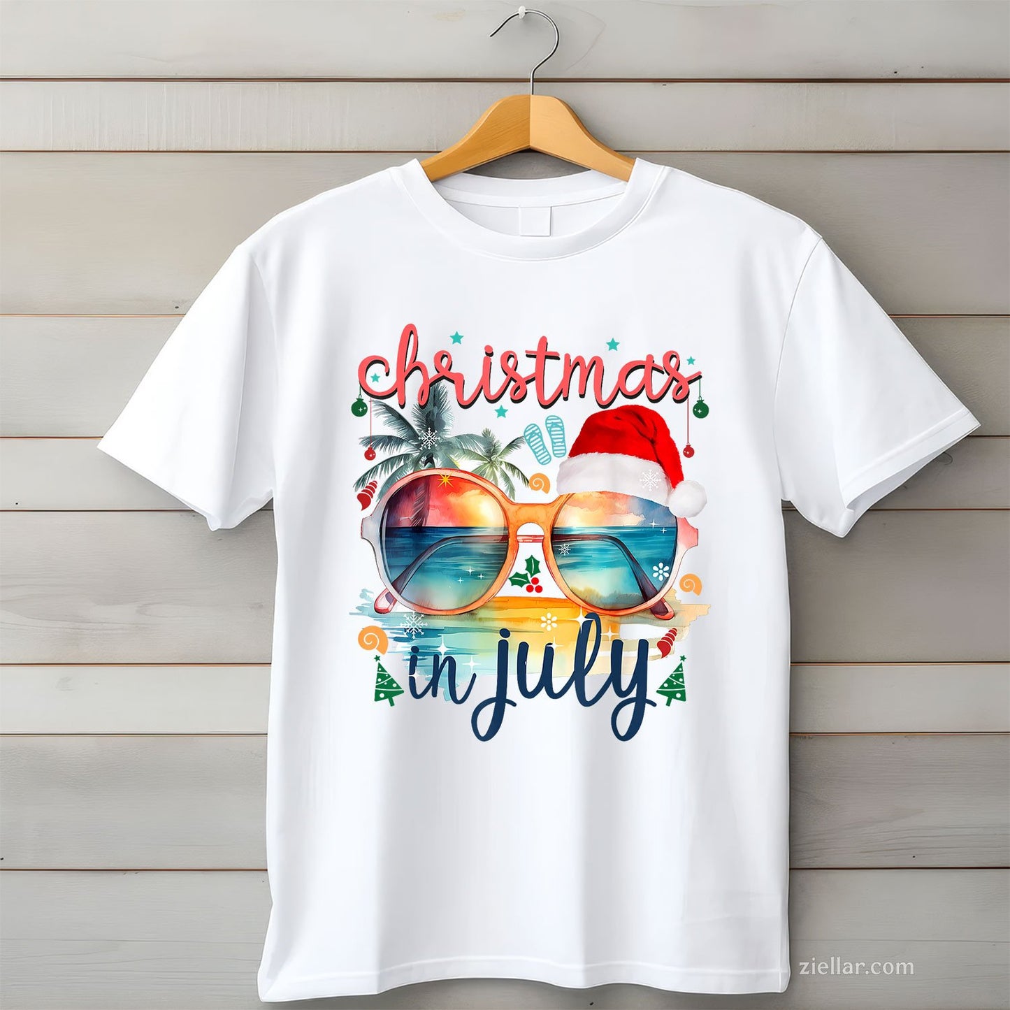Sunglasses Christmas in July Santa Hat Summer
