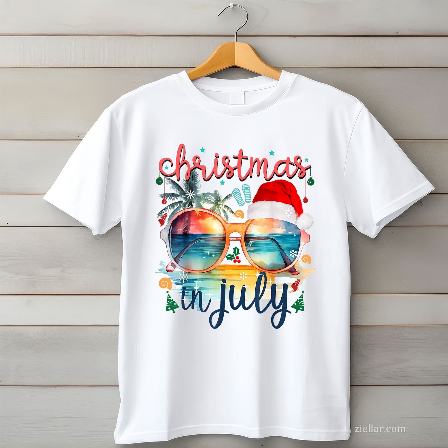 Sunglasses Christmas in July Santa Hat Summer