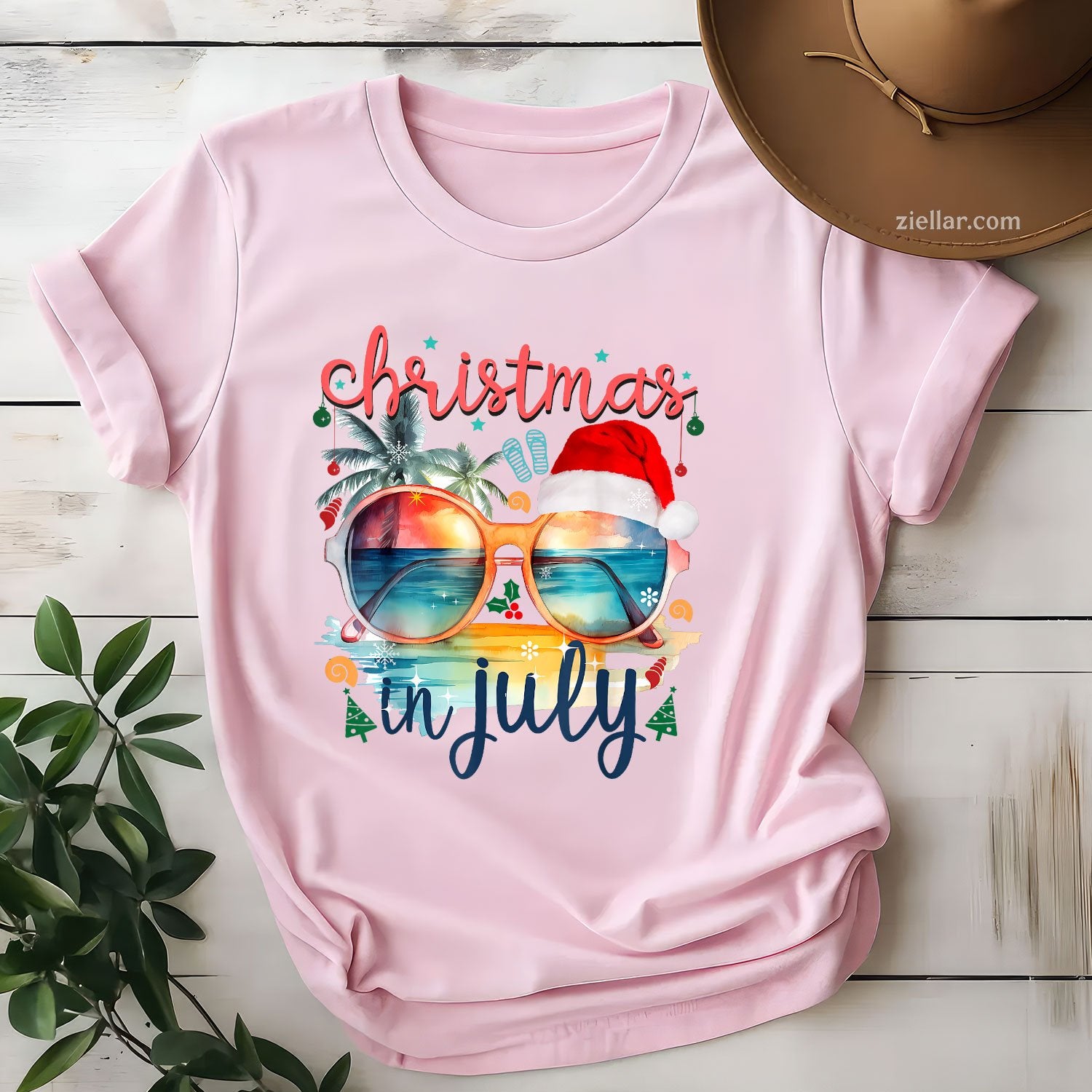 Sunglasses Christmas in July Santa Hat Summer