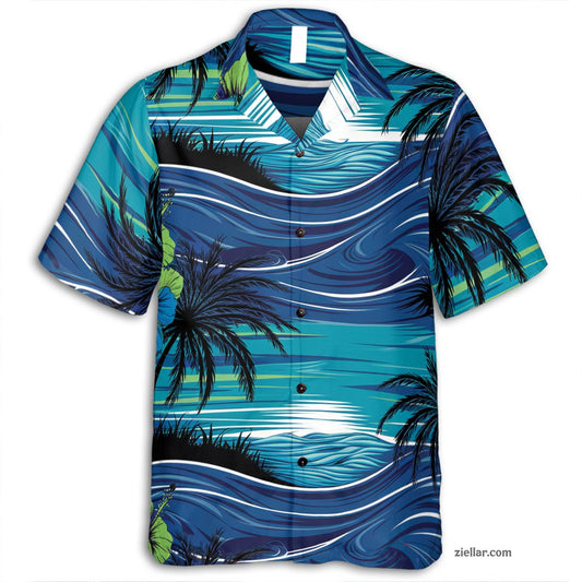 Sunset Beach Scene Hawaiian Shirts for Men Women Vacation Outfit 2025 – Tropical Print for Every Occasion