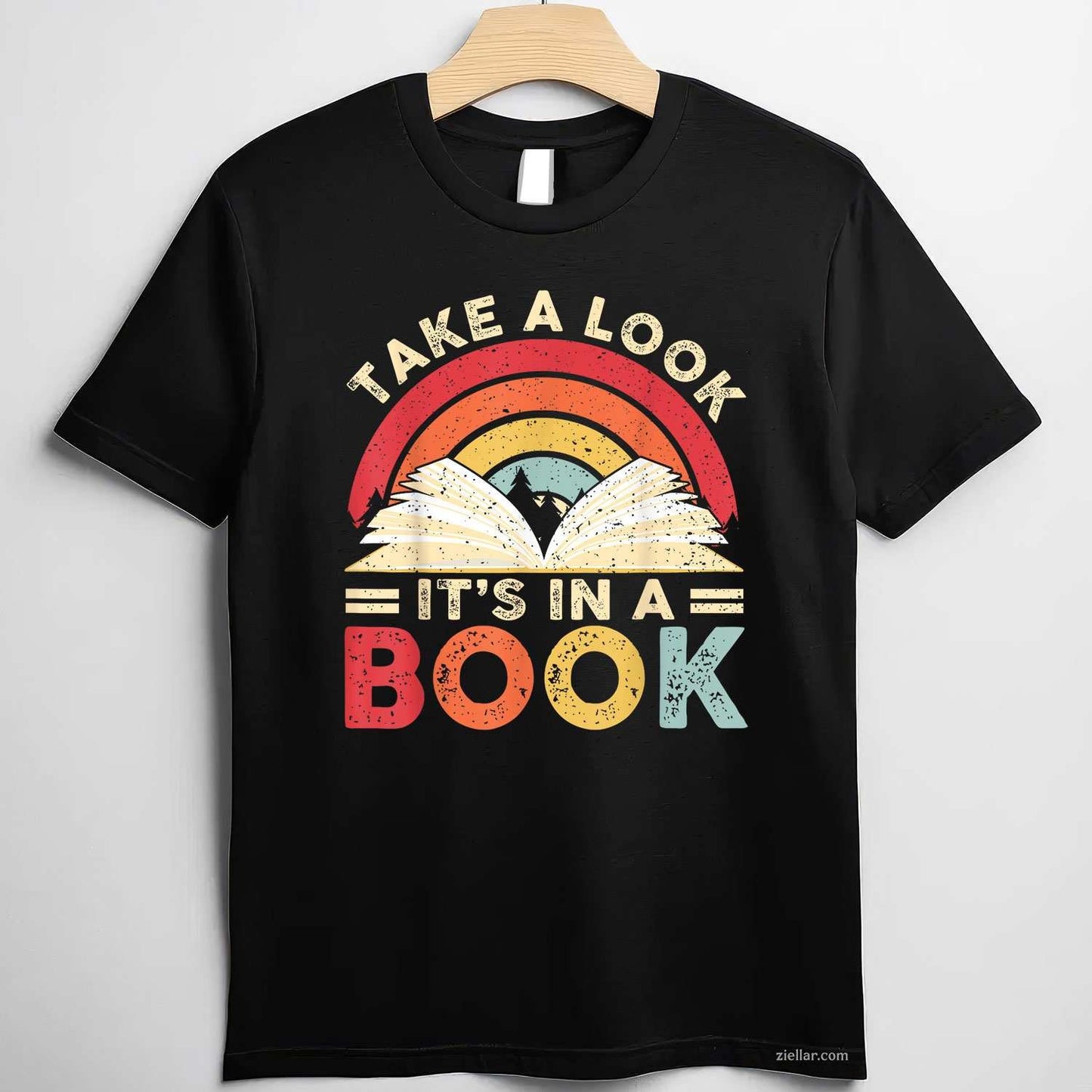 Take A Look It's In A Book Retro Rainbow Reading Book Lover T-Shirt