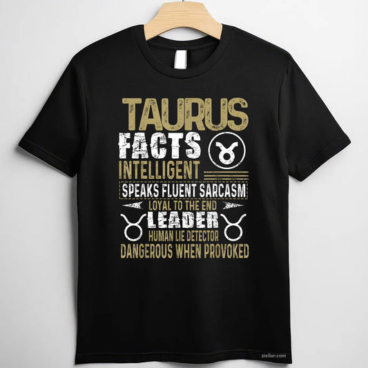 Taurus Zodiac Facts Tee and T-Shirt, April and May Birthday T-Shirt Gift for Adults