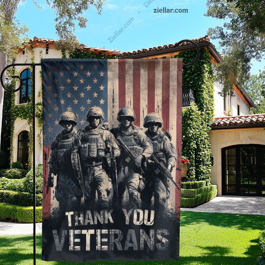 Thank You Veterans Garden Flag - Patriotic Double Sided Yard Decor for Home