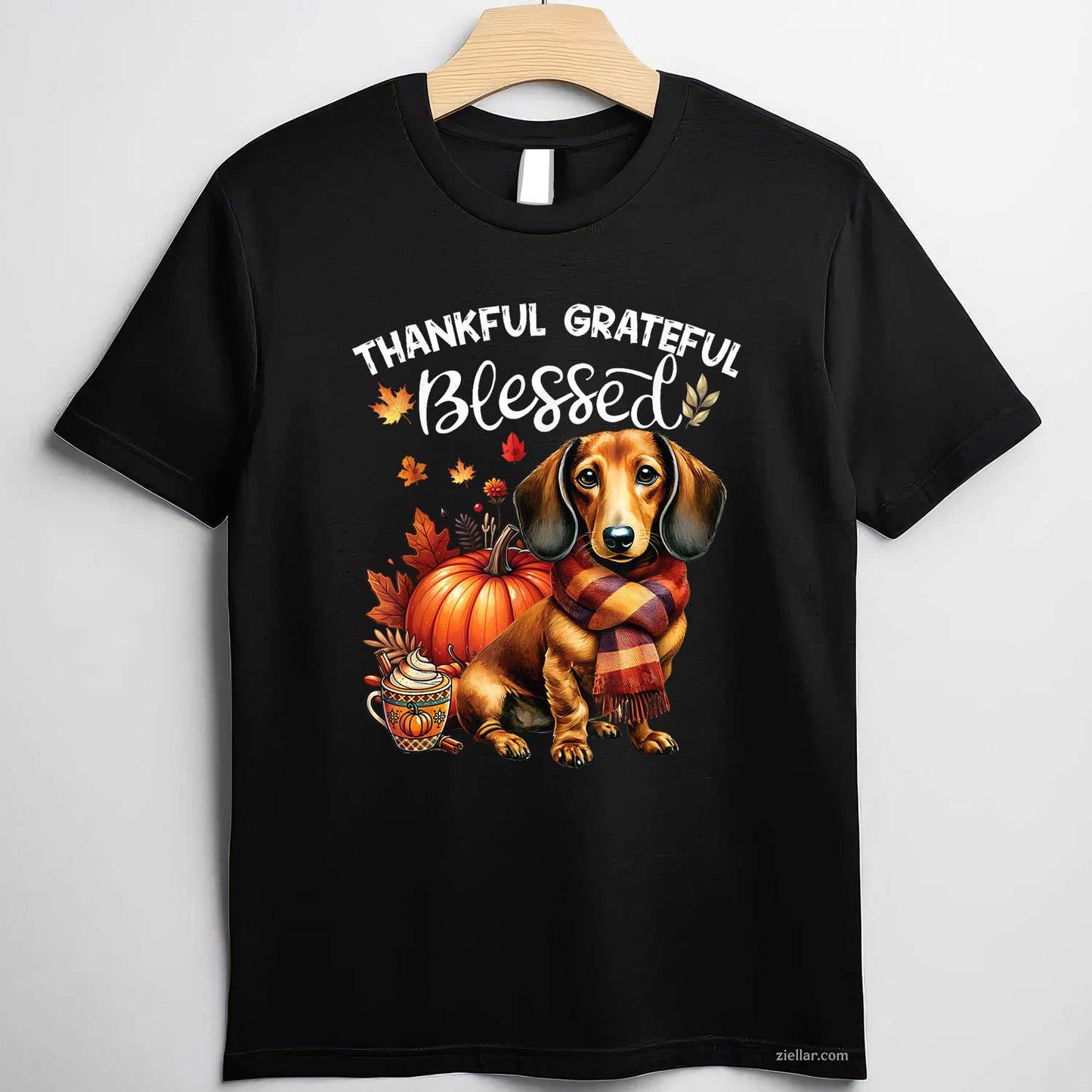 Thankful Grateful Blessed Dachshund Dog Fall Y'all Autumn Men Women  T-Shirt and Tee for Adults Men Women Unisex