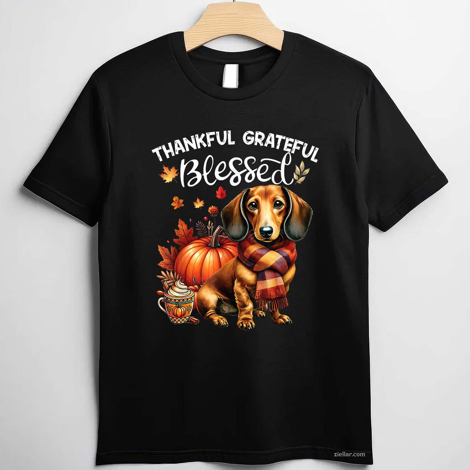 Thankful Grateful Blessed Dachshund Dog Fall Y'all Autumn Men Women  T-Shirt and Tee for Adults Men Women Unisex