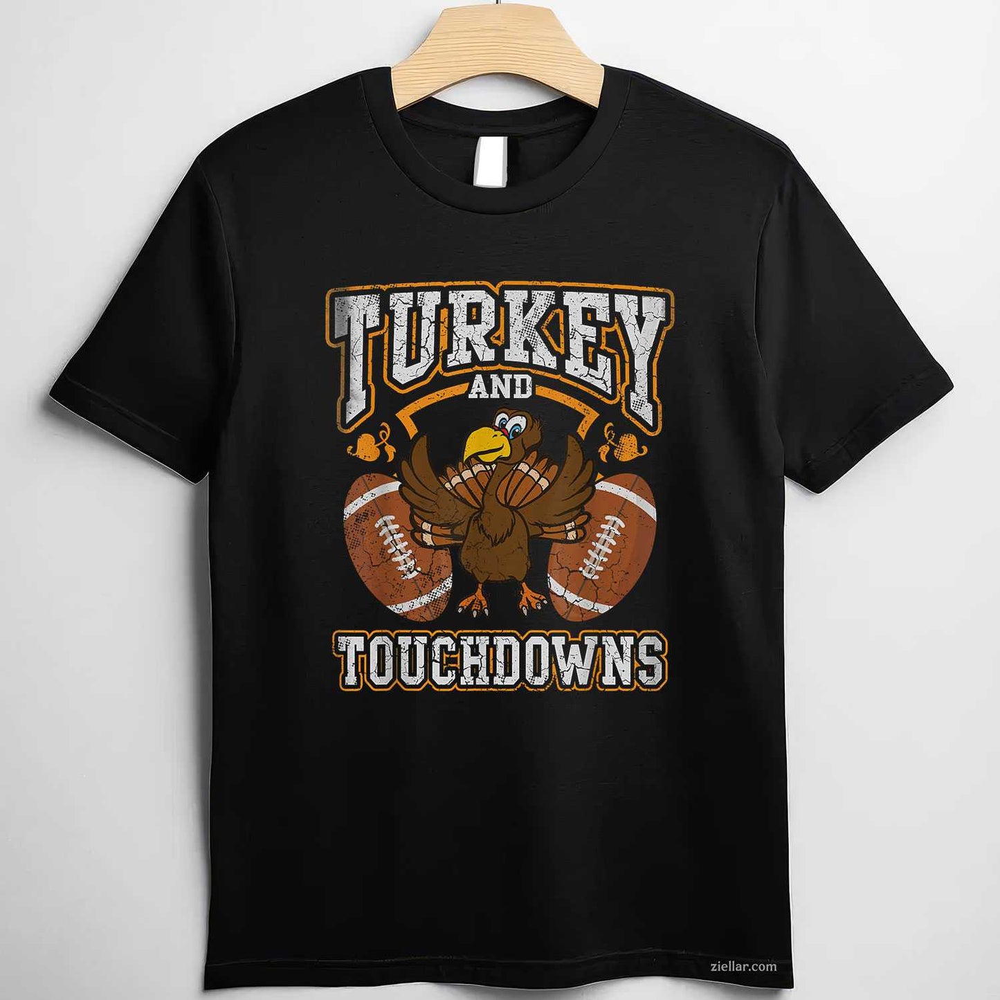 Thanksgiving Turkey And Touchdowns Football Premium T-Shirt And Tee For Men And Women