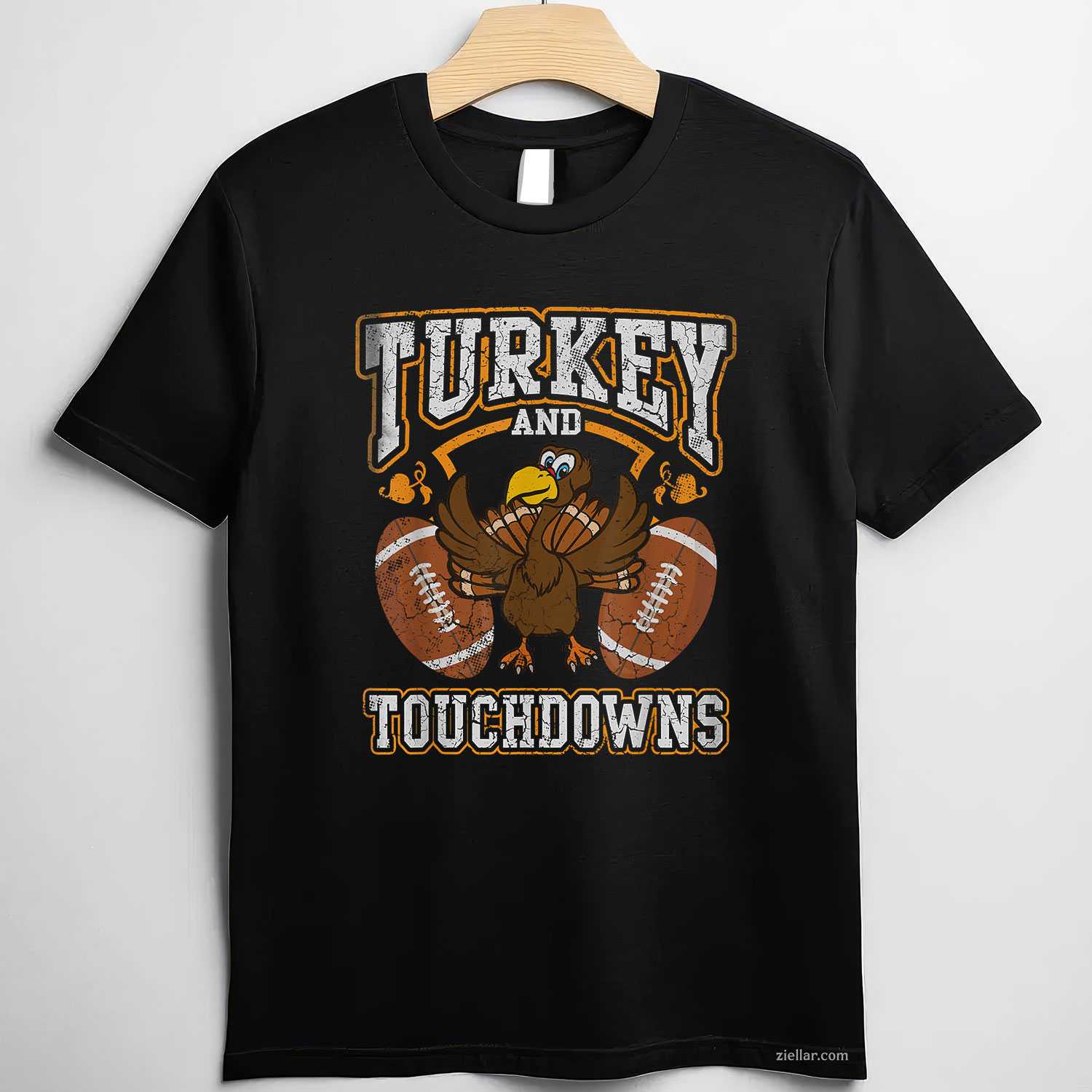 Thanksgiving Turkey And Touchdowns Football Premium T-Shirt And Tee For Men And Women