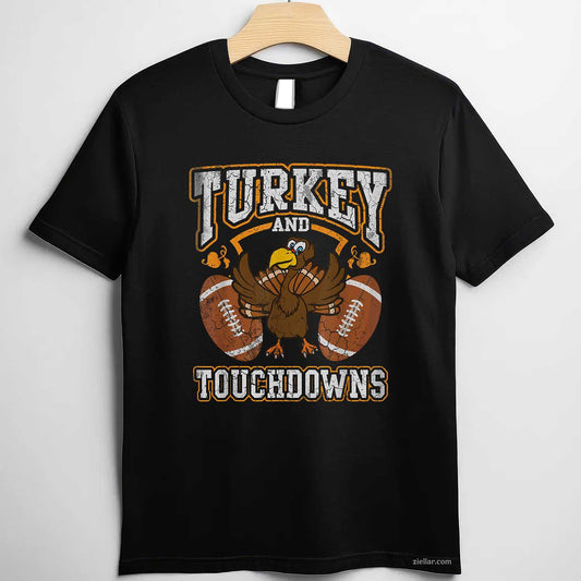 Thanksgiving Turkey And Touchdowns Football Premium T-Shirt And Tee For Men And Women