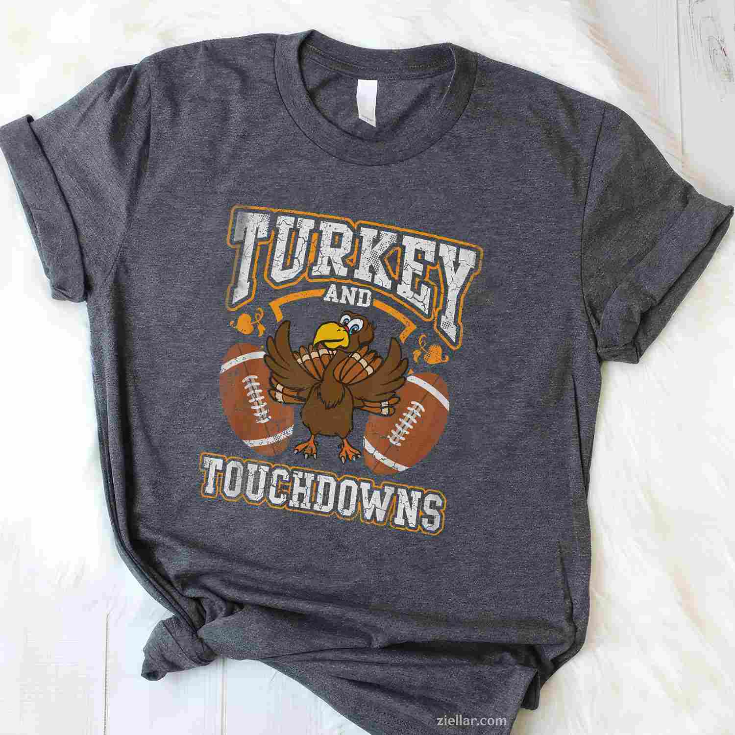 Thanksgiving Turkey And Touchdowns Football Premium T-Shirt And Tee For Men And Women