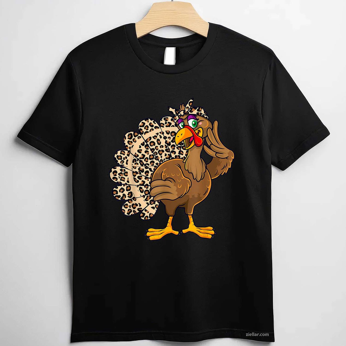 Thanksgiving Turkey Women Leopard Print Autumn Fall Premium T-Shirt And Tee For Adults
