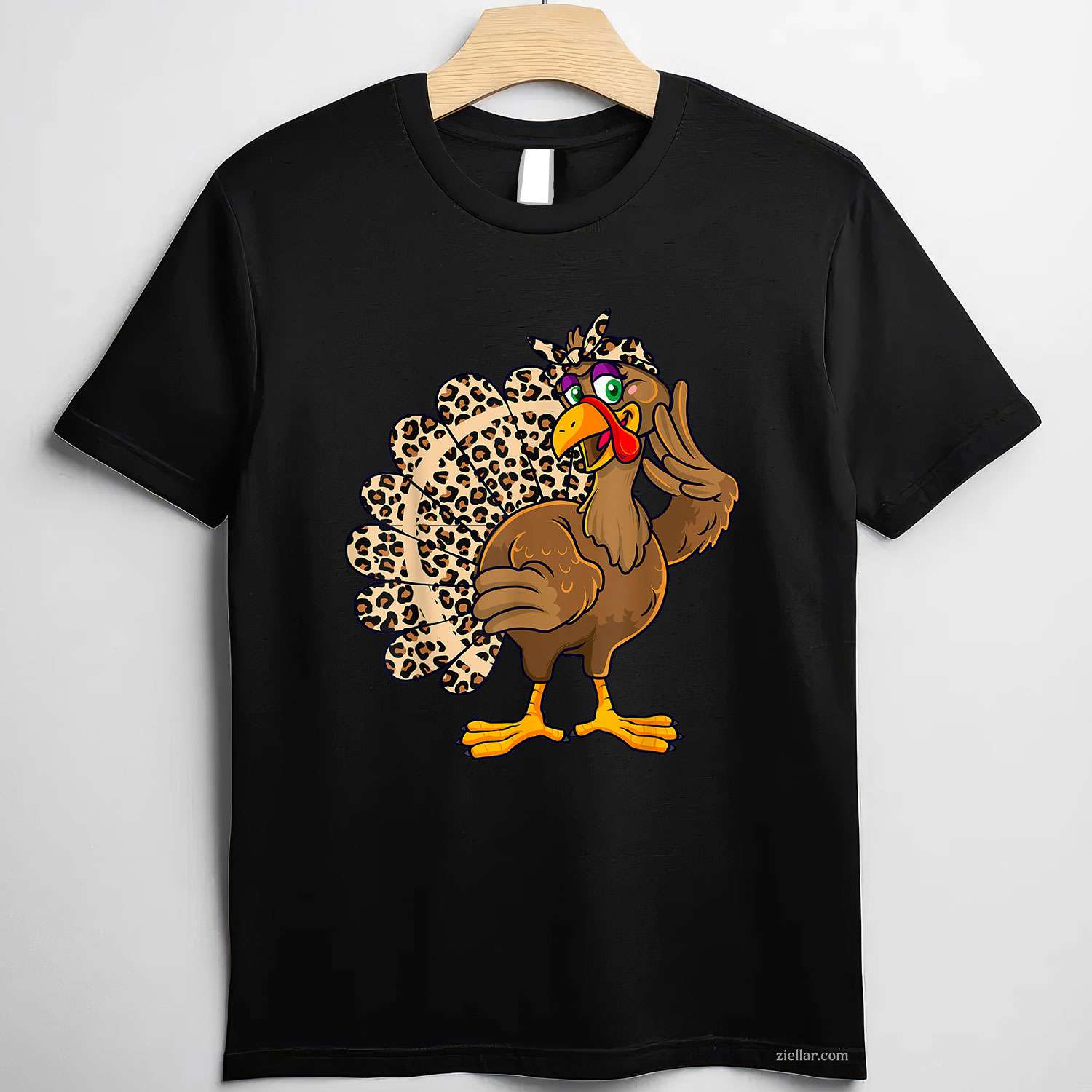 Thanksgiving Turkey Women Leopard Print Autumn Fall Premium T-Shirt And Tee For Adults