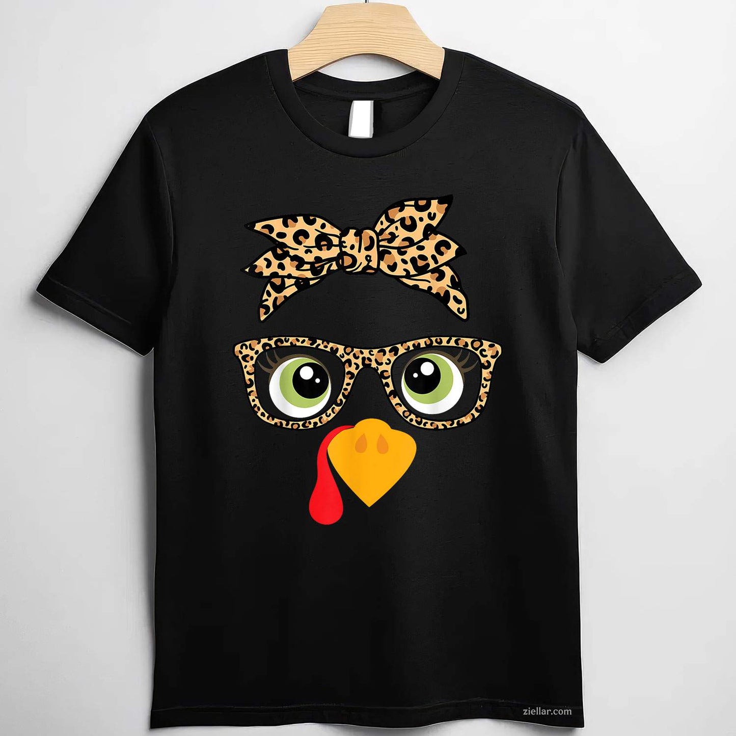Thanksgiving Turkey Face Leopard Print Glasses Women Women T-Shirt and Tee for Adults Men Women Unisex