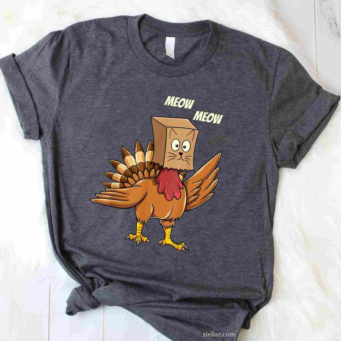 Thanksgiving Turkey Cat Meow Funny Men Women Thanksgiving T-Shirt and Tee for Adults Men Women Unisex