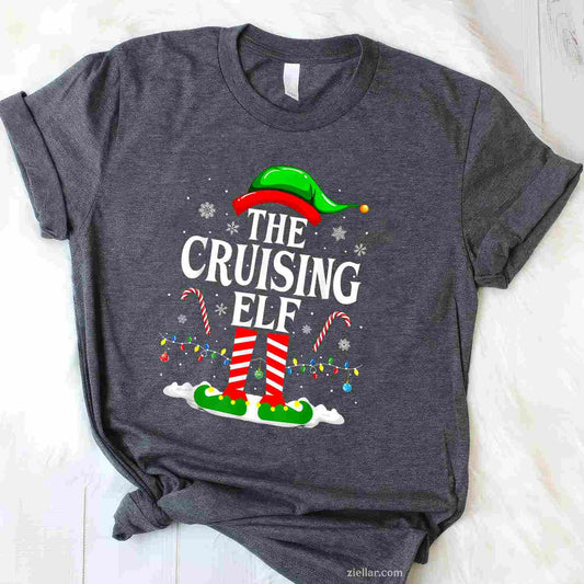 The Cruising Elf Xmas Funny Matching Family Cruise Christmas T-Shirt, A The Cruising Elf Family Christmas Tee