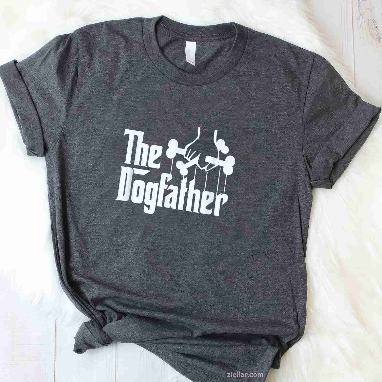 The Dogfather Dog Dad Fathers Day T-Shirt, Gift Dog Lover Vintage Graphic Tee For Adults