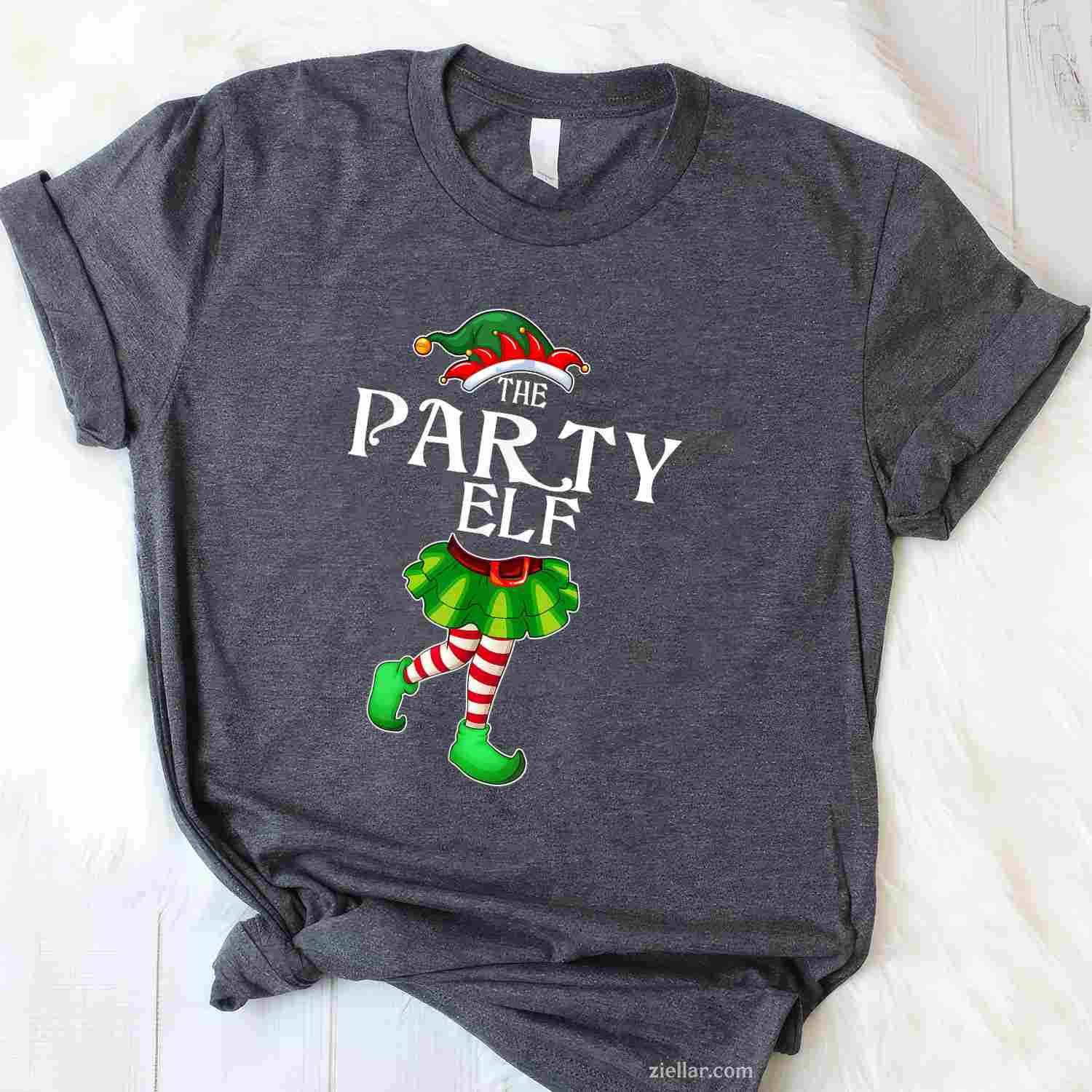 The Party Elf Christmas Matching Family Group T-Shirt, A Funny Party Elf Christmas Family Tee For Adults
