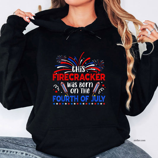 This Firecracker Was Born On The 4th Of July Firework B-day Hoodie Shirt