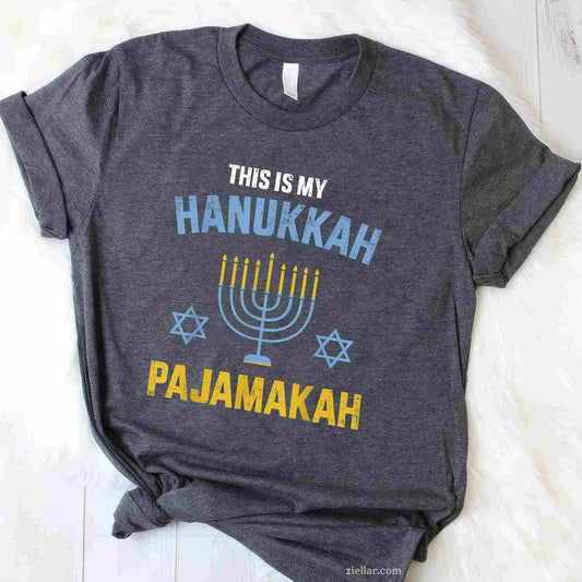 This Is My Hanukkah Pajamakah For Jewish Christmas Pajama T-Shirt_ Funny Holiday Sleepwear Tee