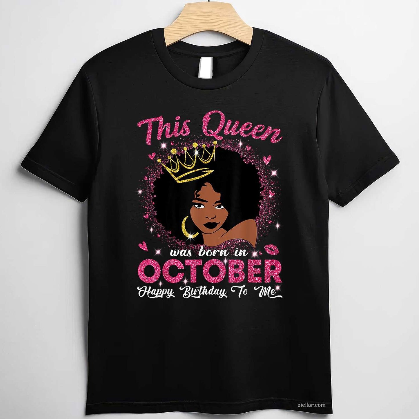 This Queen Was Born In October Birthday Afro Women Tee, Birthday T-Shirt for Men Women Adults Unisex, Trendy Graphic Apparel, Unique Gift Idea