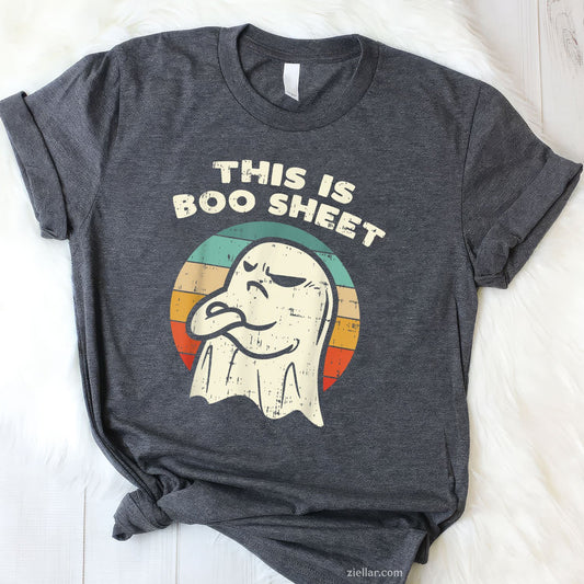This is Boo Sheet Ghost Tee and T-Shirt, Retro Funny Halloween Costume T-Shirt for Adults