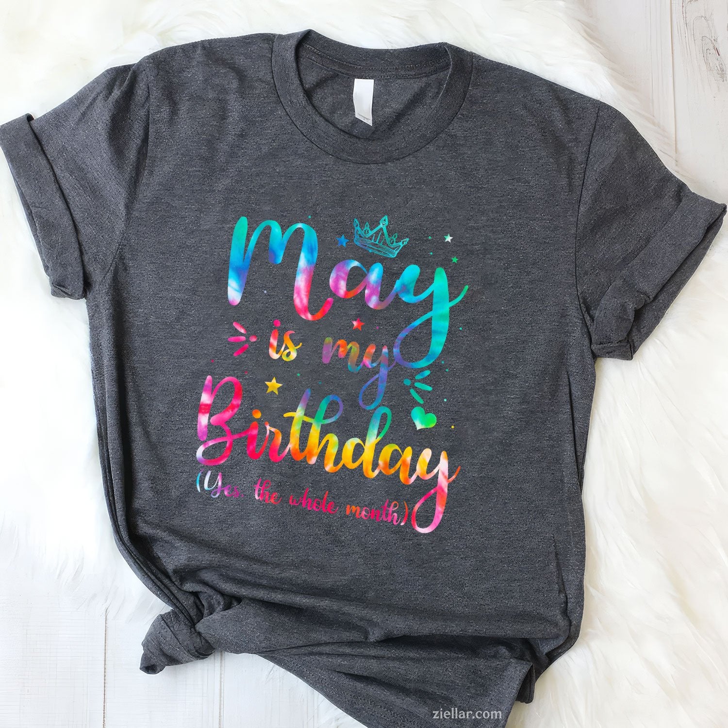 Tie Dye May Birthday Tee and T-Shirt, Cute Whole Month Celebration T-Shirt Gift for Adults