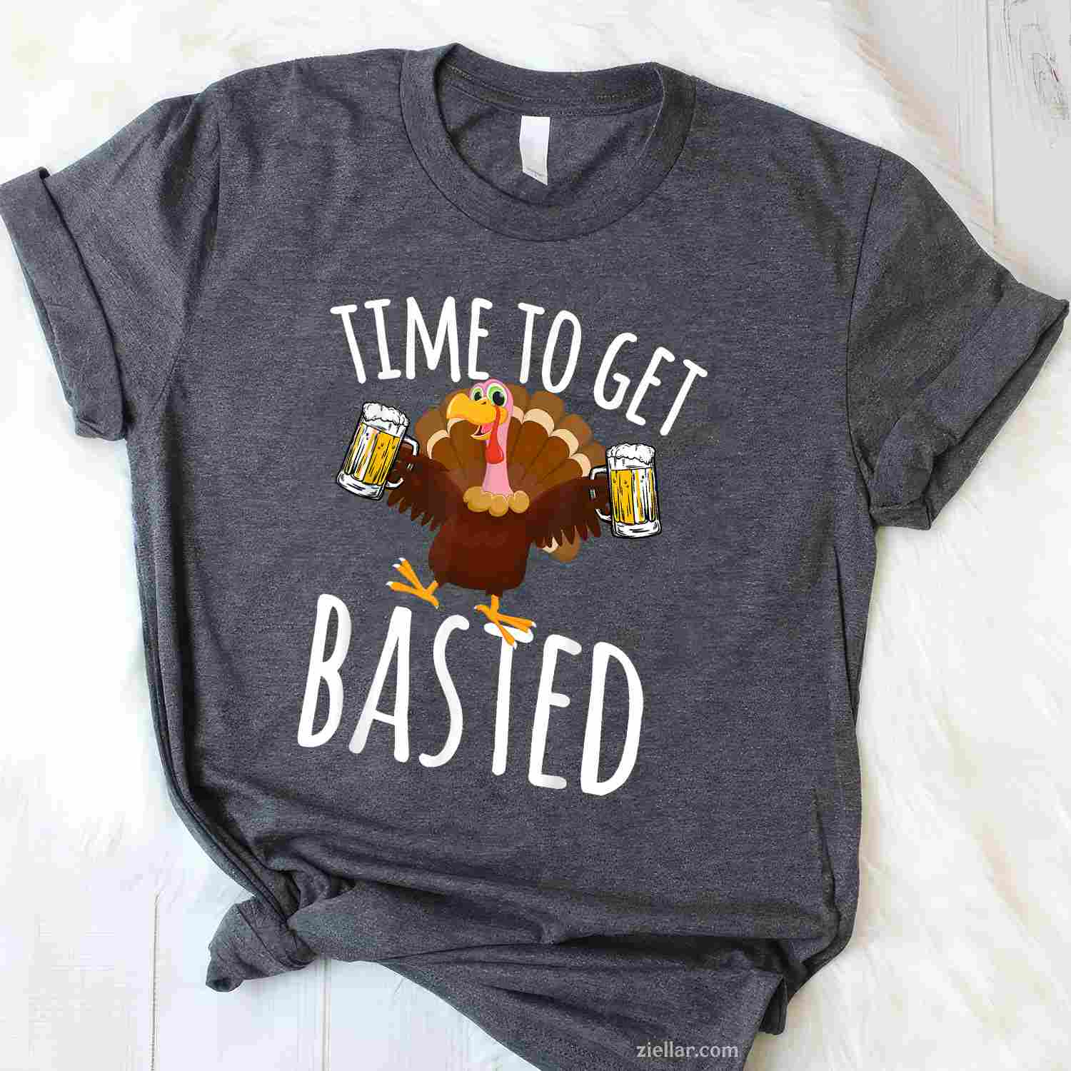 Time To Get Basted Funny Beer Thanksgiving Turkey Gift T-Shirt And Tee For Adults