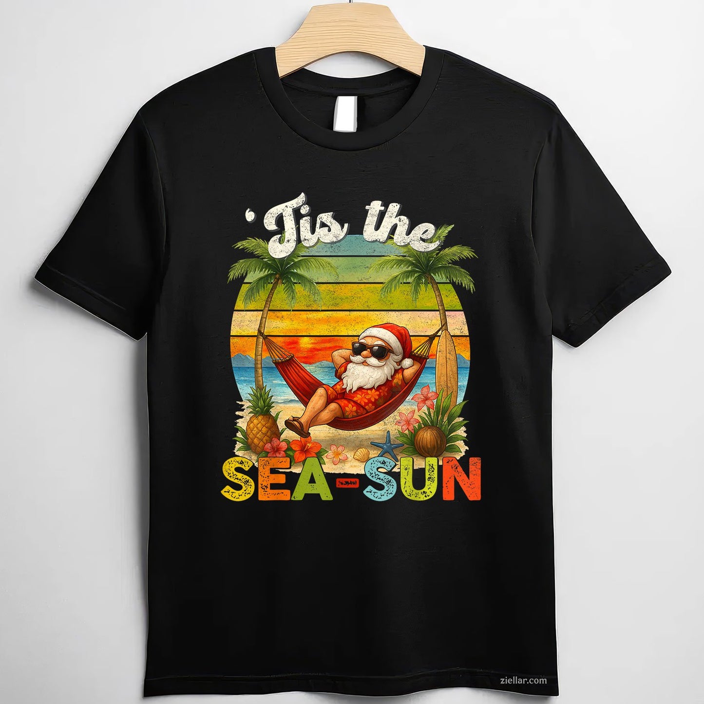 Tis The SeaSun Funny Christmas In July Hawaii Santa Beach