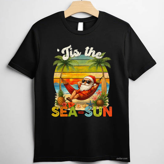Tis The SeaSun Funny Christmas In July Hawaii Santa Beach